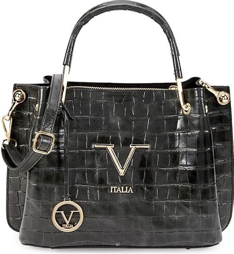 registered trademark of versace 19.69 croc embossed leather satchel|V ITALIA MADE IN ITALY Registered Trademark of .